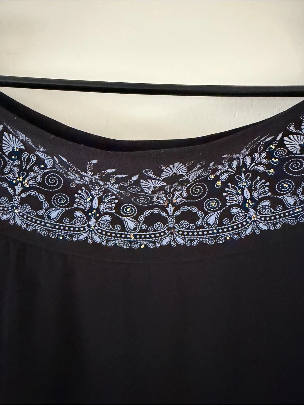 Y2K Black Skirt with Blue Embroidered Waistband
